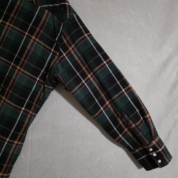 Ely Cattleman Mens Western Plaid Quilted Flannel Shacket Snap Button Size XXL - Picture 9 of 10